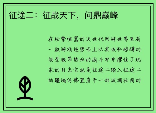 征途二：征战天下，问鼎巅峰